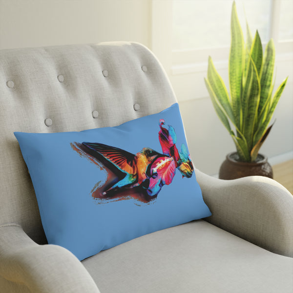 Hummingbird Landing Light Blue Cushion