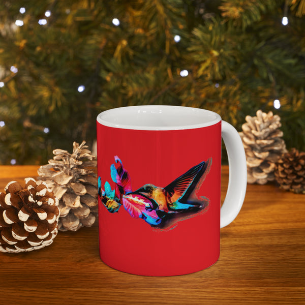 Hummingbird Landing Red Ceramic Mug 11oz