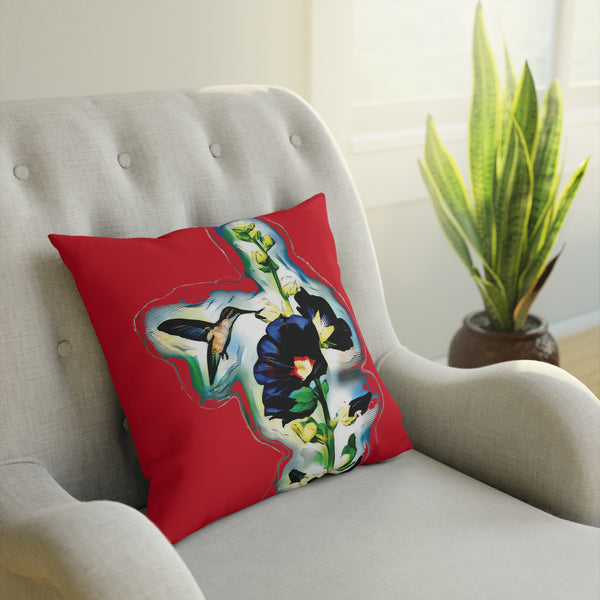 Hummingbird Standing Red Cushion