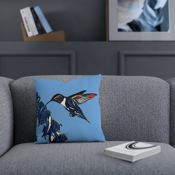 Hummingbird Blue Stick Light Blue Cushion