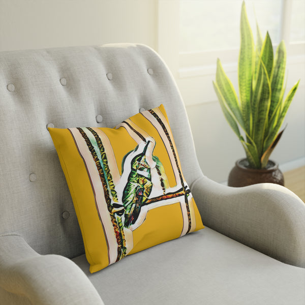 Hummingbird Emerald Yellow Cushion