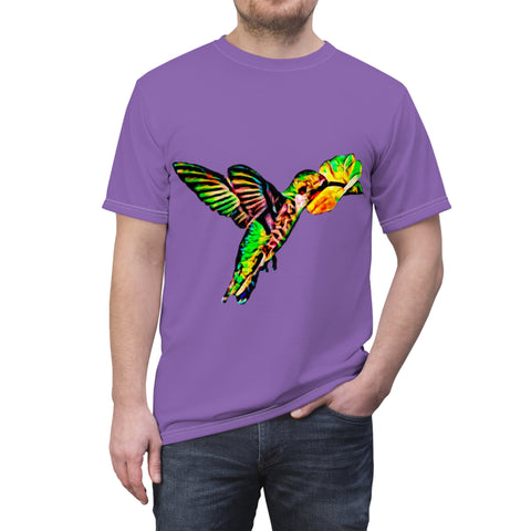 Unisex Cut & Sew Hummingbird Emerald Purple Tee (AOP 1)