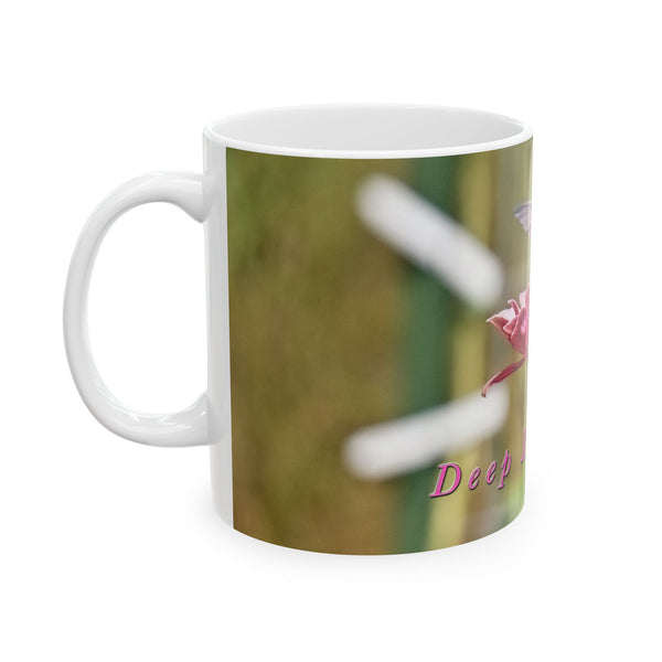 Deep Pink Hummingbird Ceramic Mug 11oz