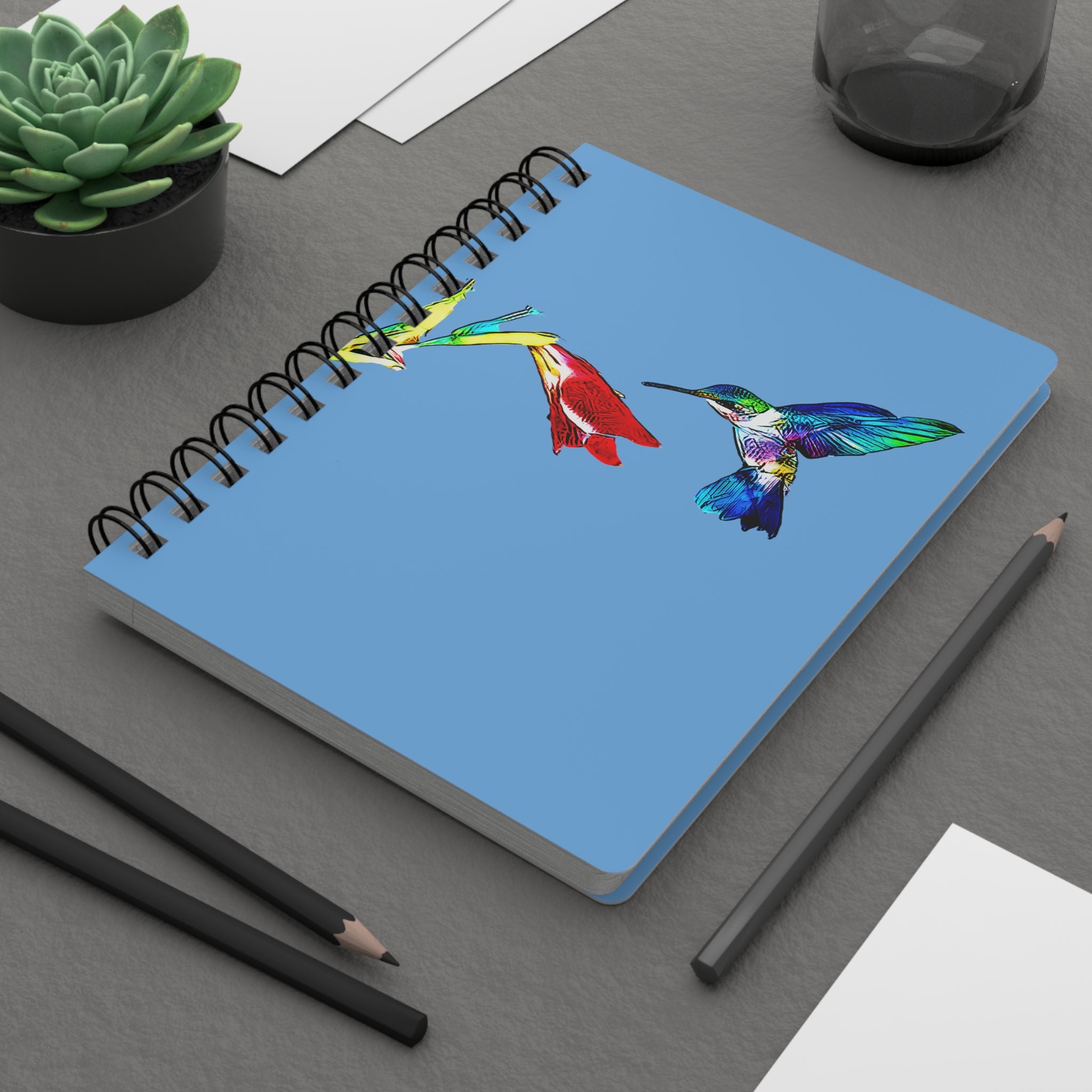 Hummingbird Sweet Light Blue Spiral Bound Journal