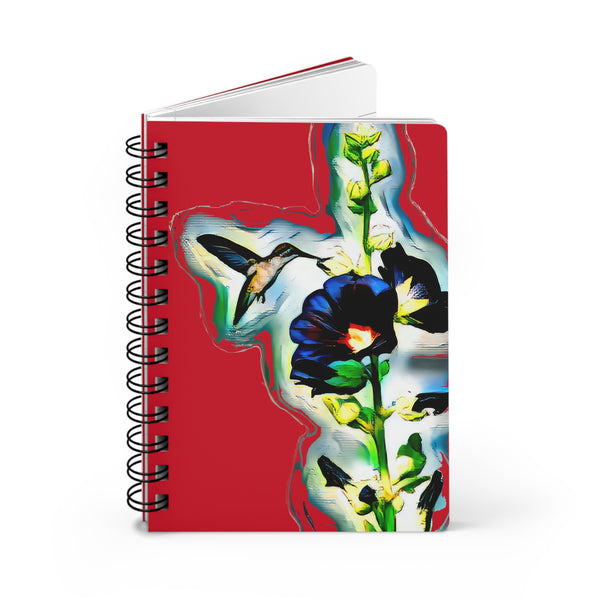 Hummingbird Standing Red Spiral Bound Journal