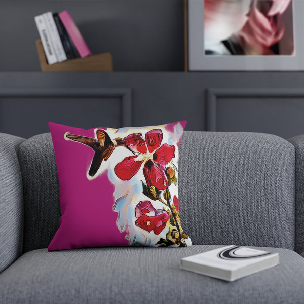 Hummingbird Red Rosa Neat Pink Cushion