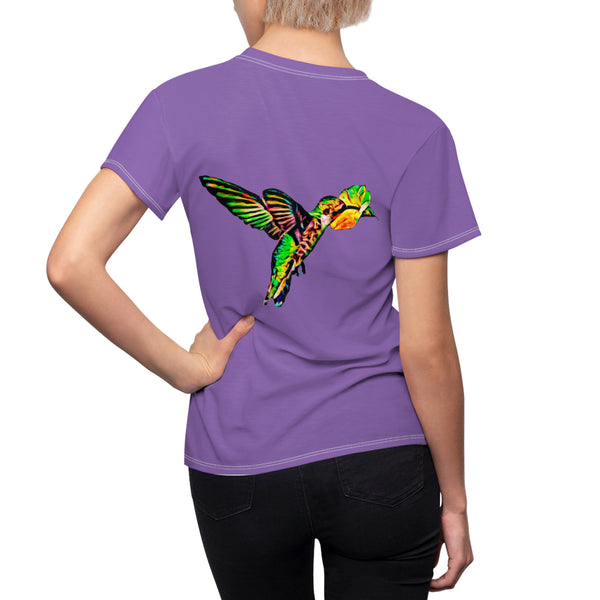 Women's Cut & Sew Hummingbird Emerald Purple Tee (AOP 1)