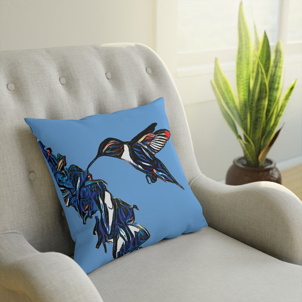 Hummingbird Blue Stick Light Blue Cushion