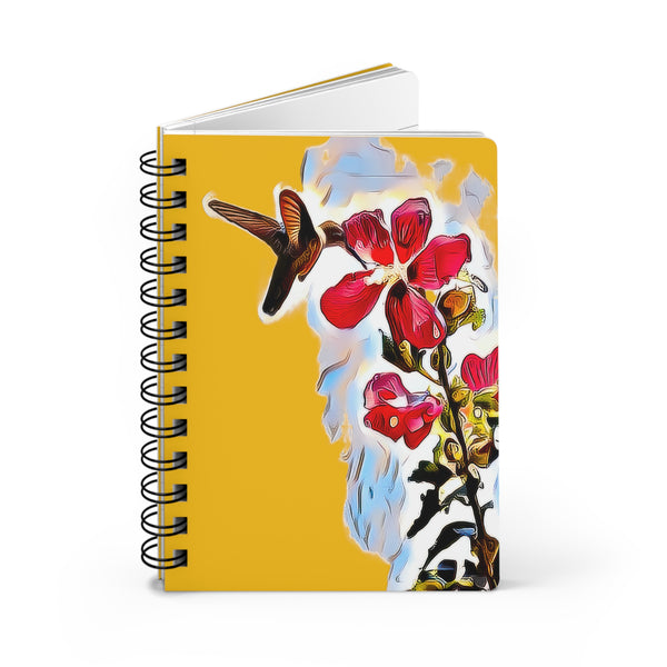 Hummingbird Red Rosa Yellow Spiral Bound Journal