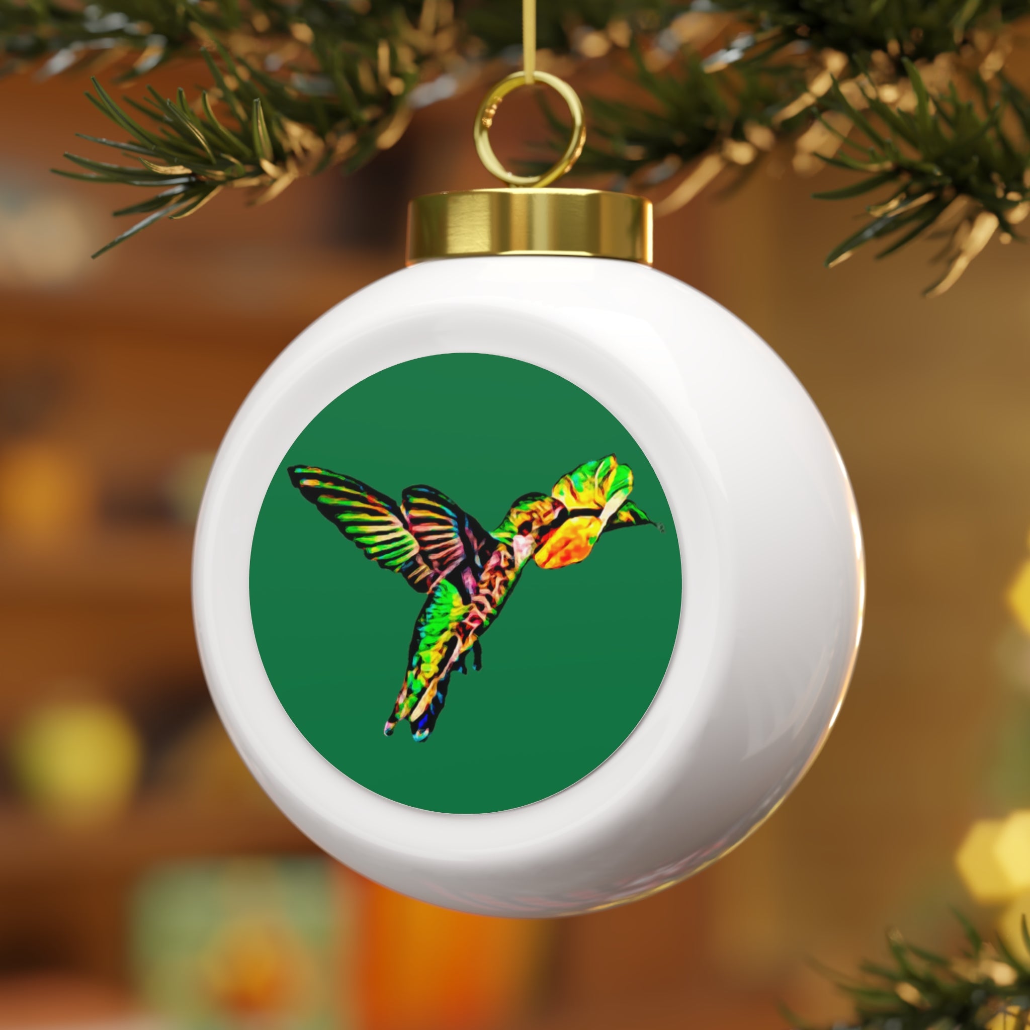 Hummingbird Emerald Sip Green Ornament