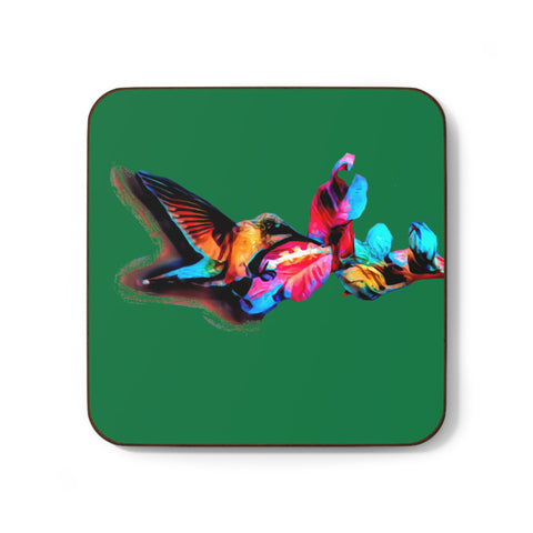 Hummingbird Landing Neat Green Hardboard Back Coaster