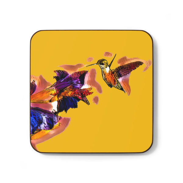 Hummingbird Violet Yellow Hardboard Back Coaster