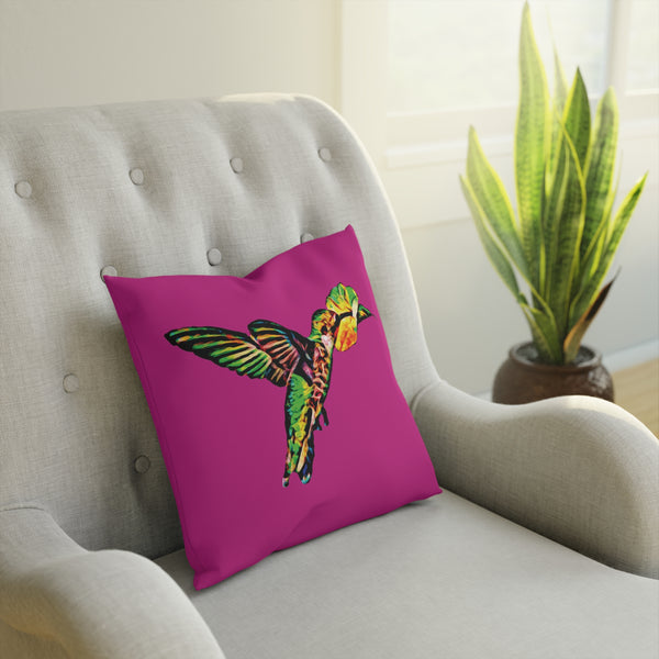 Hummingbird Emerald Sip Neat Pink Cushion