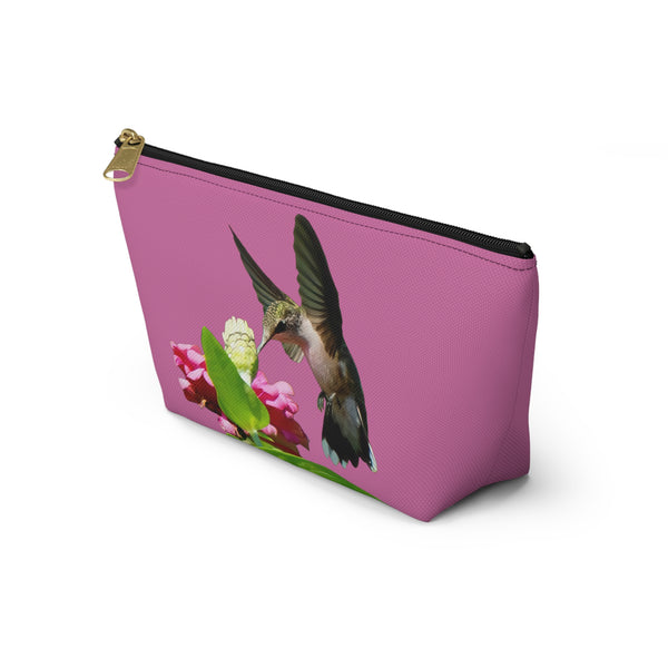 Hummingbird Wings Up Neat Pink Accessory Pouch w T-bottom