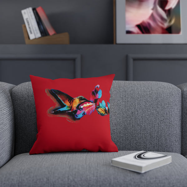 Hummingbird Landing Red Cushion