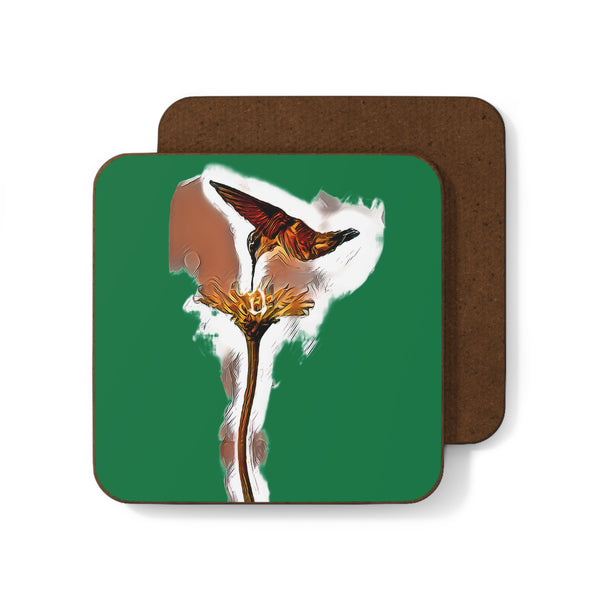Hummingbird Flame Green Hardboard Back Coaster