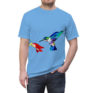 Unisex Cut & Sew Hummingbird Sweet Light Blue Tee (AOP 1)