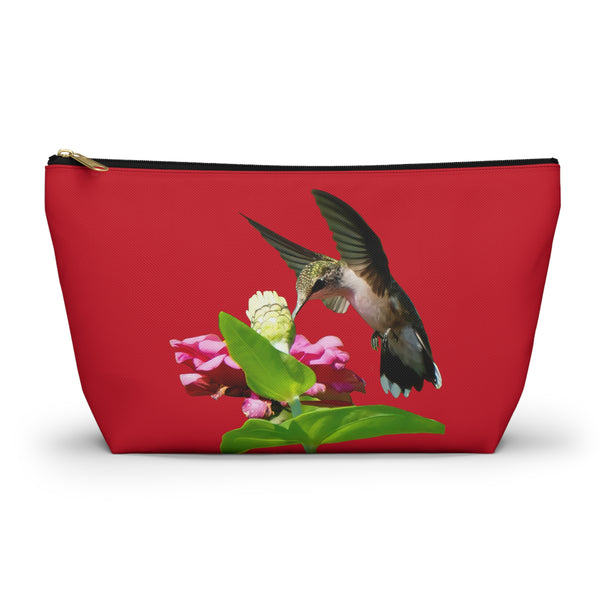 Hummingbird Wings Up Red Accessory Pouch w T-bottom