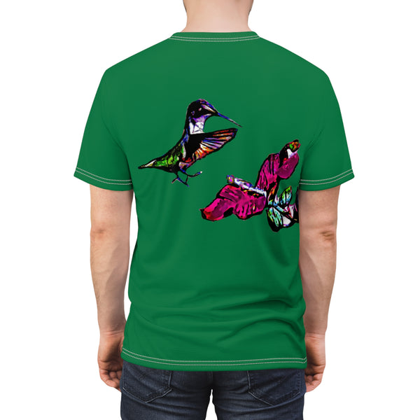 Unisex Cut & Sew Hummingbird Bounce Green Tee (AOP 1)