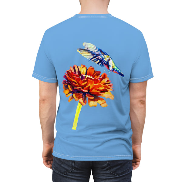 Unisex Cut & Sew Hummingbird Wings Up Light Blue Tee (AOP 1)