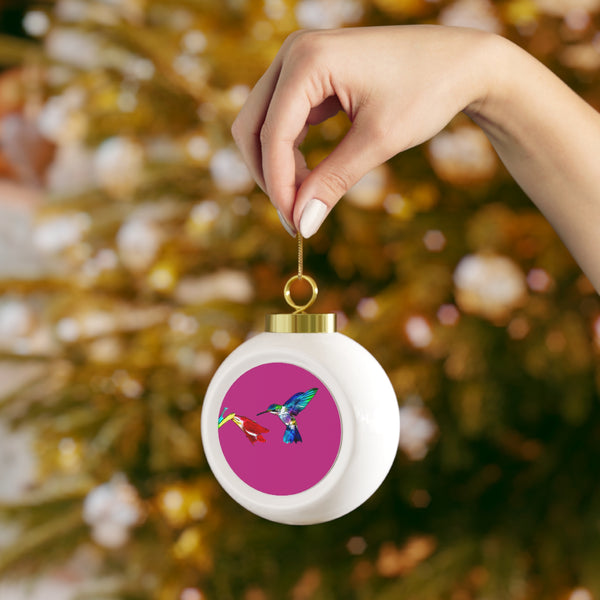 Hummingbird Sweet Neat Pink Ball Ornament