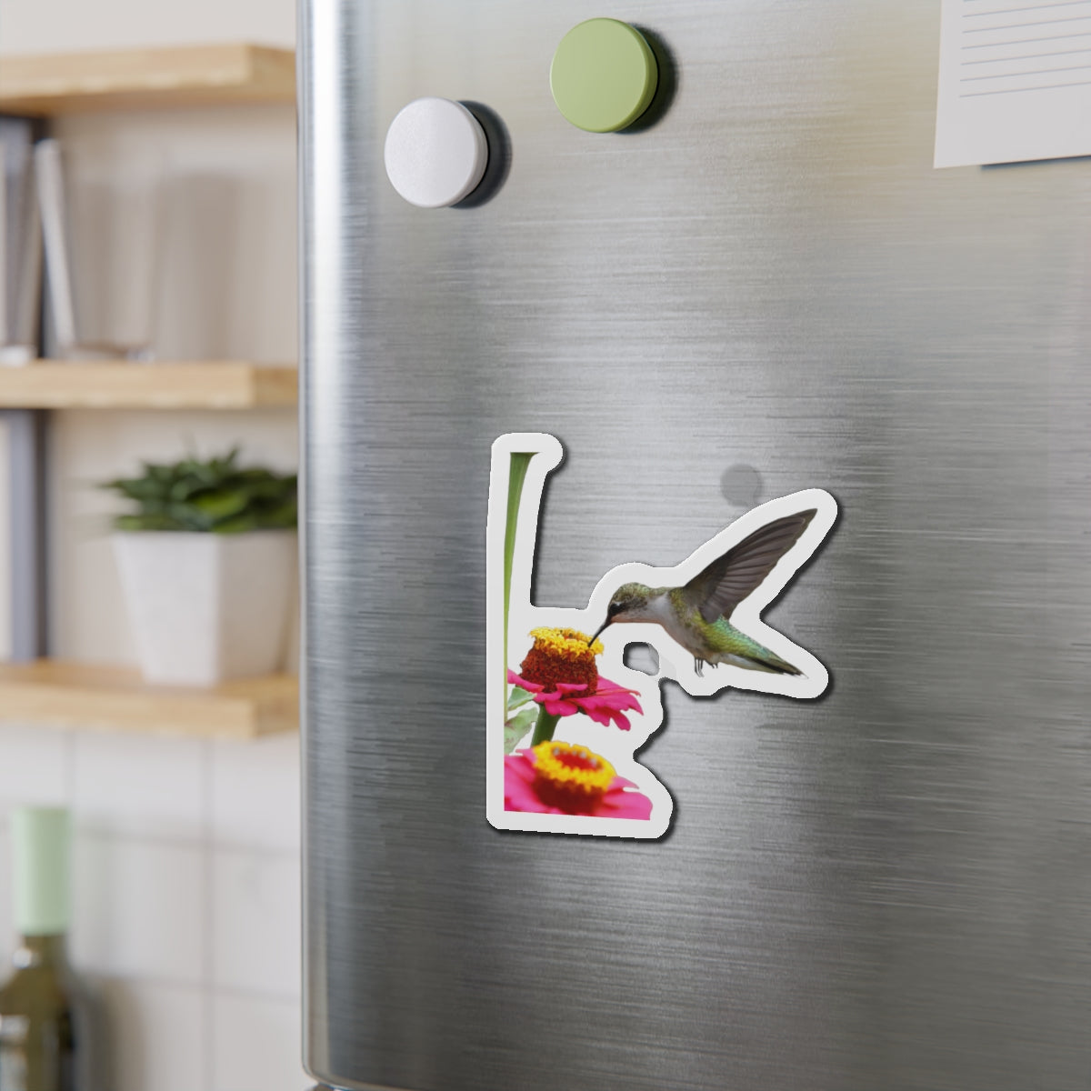 Hummingbird Zinnia Die-Cut Magnets