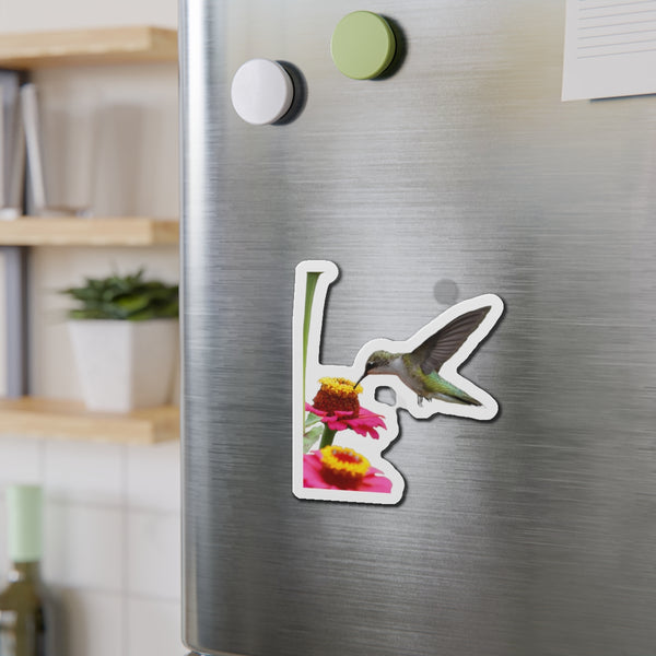 Hummingbird Zinnia Die-Cut Magnets