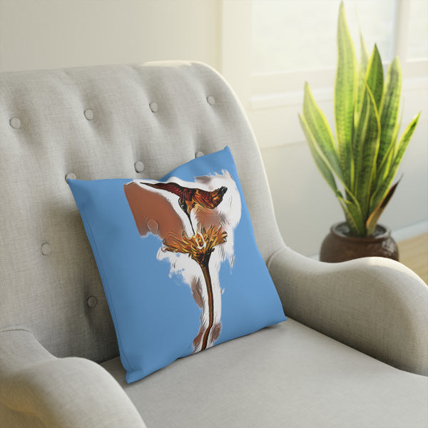 Hummingbird Flame Light Blue Cushion