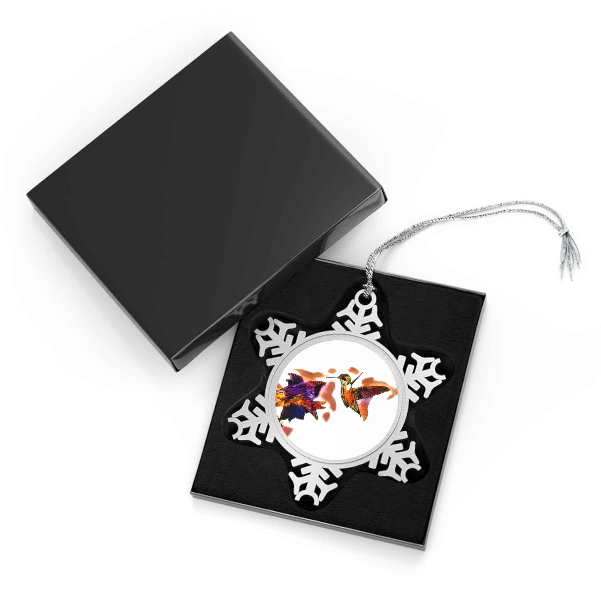 Hummingbird Violet Pewter Snowflake Ornament 1