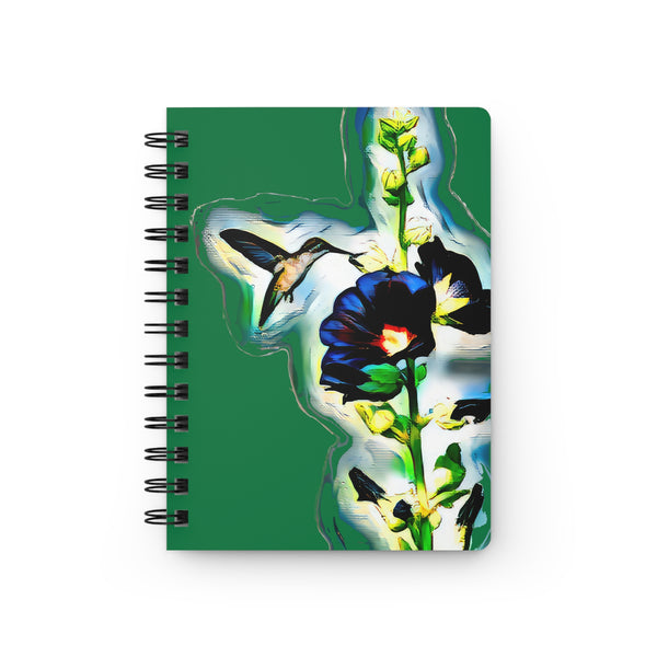 Hummingbird Standing Green Spiral Bound Journal