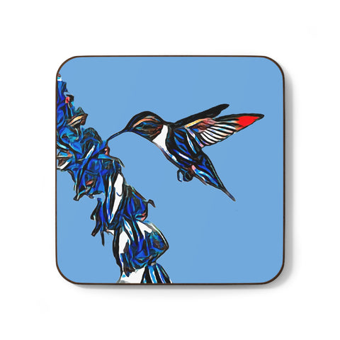 Hummingbird Blue Stick Light Blue Hardboard Back Coaster