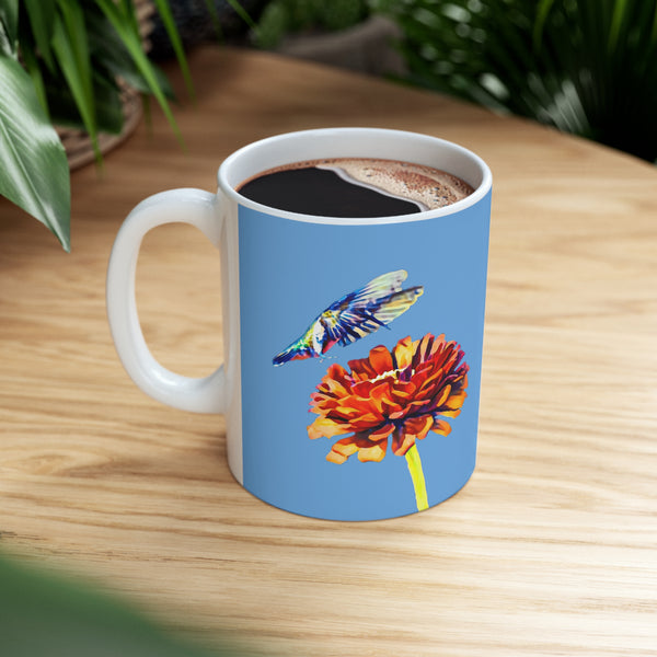 Hummingbird Wings Ceramic Light Blue Mug 11oz