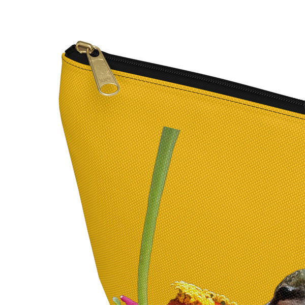 Hummingbird Zinnia Sip Yellow Accessory Pouch w T-bottom
