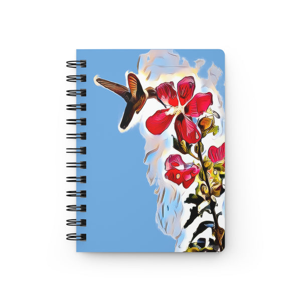 Hummingbird Red Rosa Light Blue Spiral Bound Journal