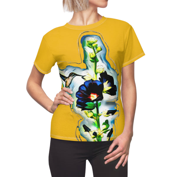 Women's Cut & Sew Hummingbird Standing Yellow Tee (AOP 2)