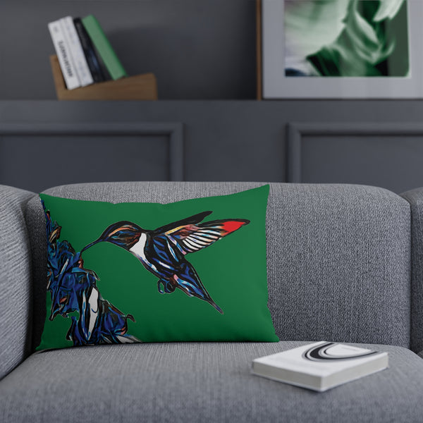 Hummingbird Blue Stick Green Cushion