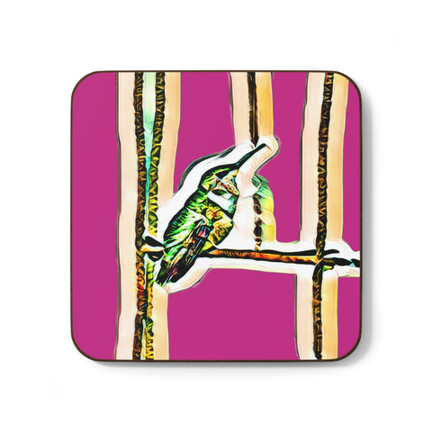 Hummingbird Gaze Neat Pink Hardboard Back Coaster