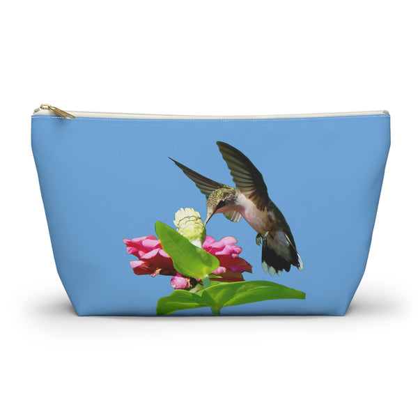 Hummingbird Wings Up Light Blue Accessory Pouch w T-bottom