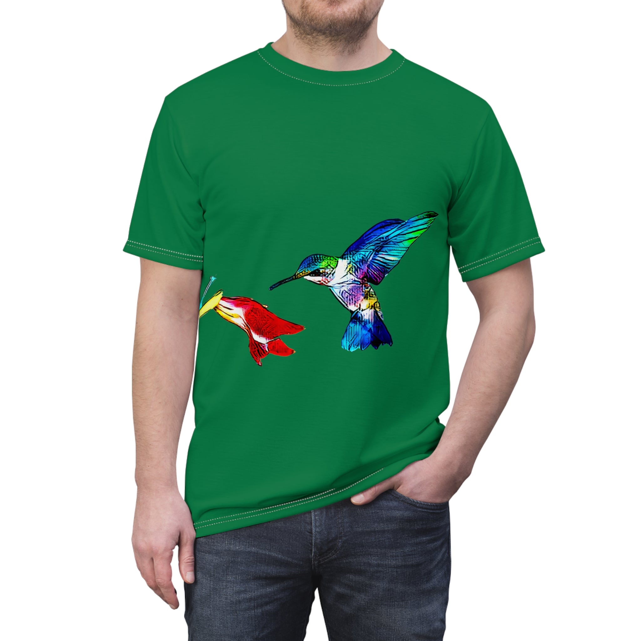 Unisex Cut & Sew Hummingbird Sweet Green Tee (AOP 1)