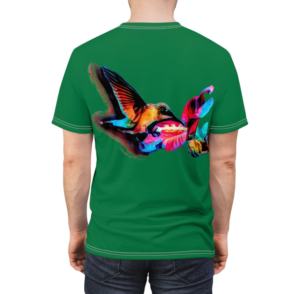 Unisex Cut & Sew Hummingbird Landing Green Tee (AOP 1)