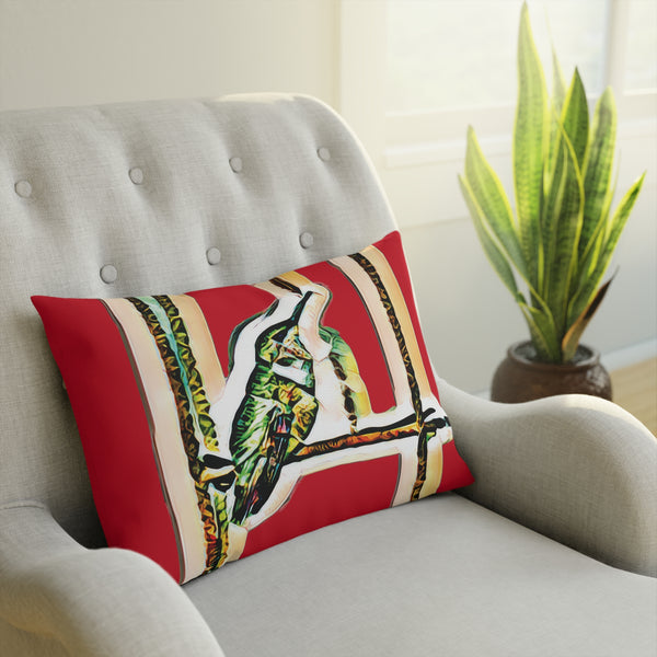 Hummingbird Emerald Red Cushion