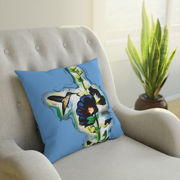 Hummingbird Standing Light Blue Cushion