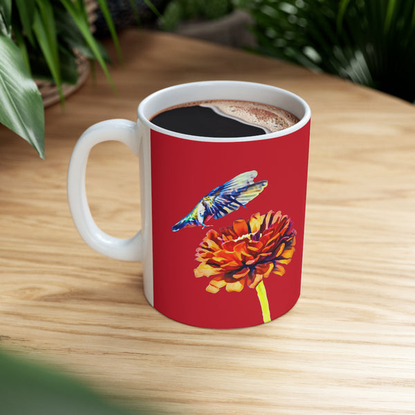 Hummingbird Wings Ceramic Red Mug 11oz