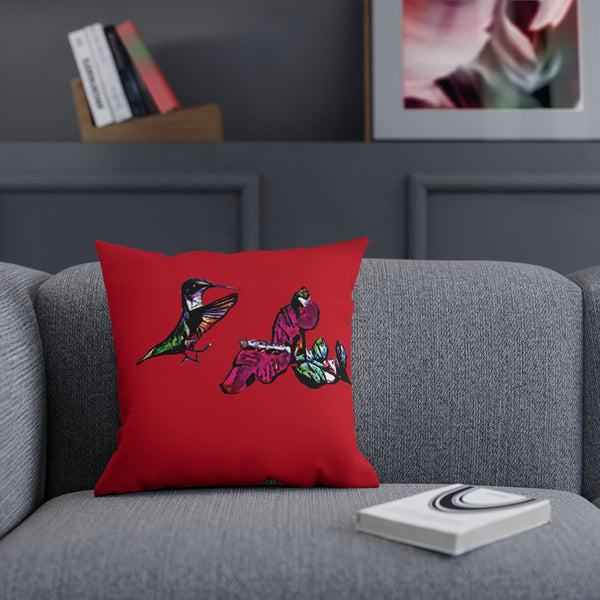 Hummingbird Bounce Red Cushion