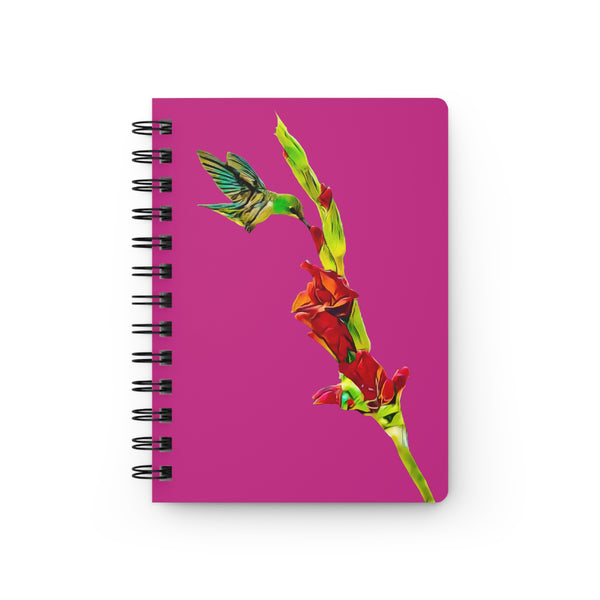 Hummingbird Gladiolus Standing Neat Pink Spiral Bound Journal