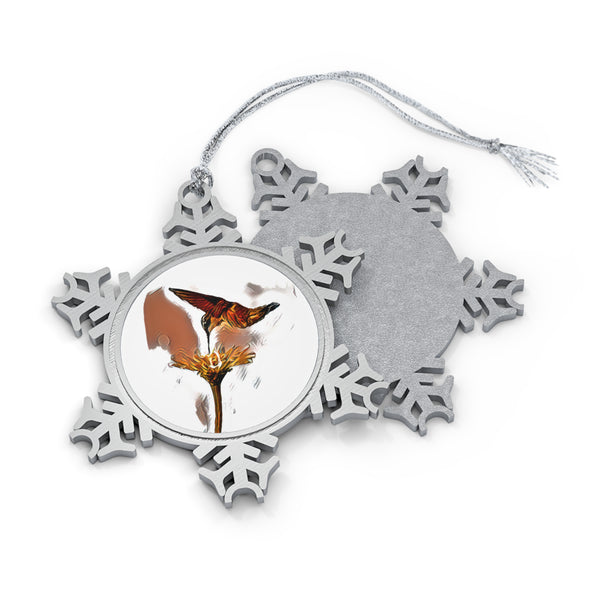 Hummingbird Flame Pewter Snowflake Ornament 1