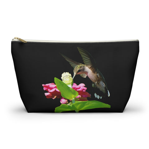 Hummingbird Wings Up Black Accessory Pouch w T-bottom