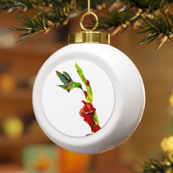 Hummingbird Gladiolus Neat Pink Ball Ornament