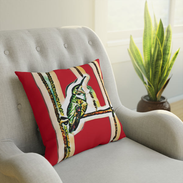 Hummingbird Emerald Red Cushion