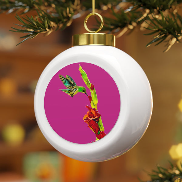 Hummingbird Gladiolus Neat Pink Ball Ornament